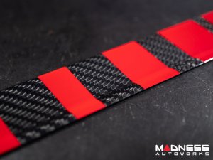 FIAT 500 Door Sills - Carbon Fiber - Red Racing Stripe w/ White Scorpion